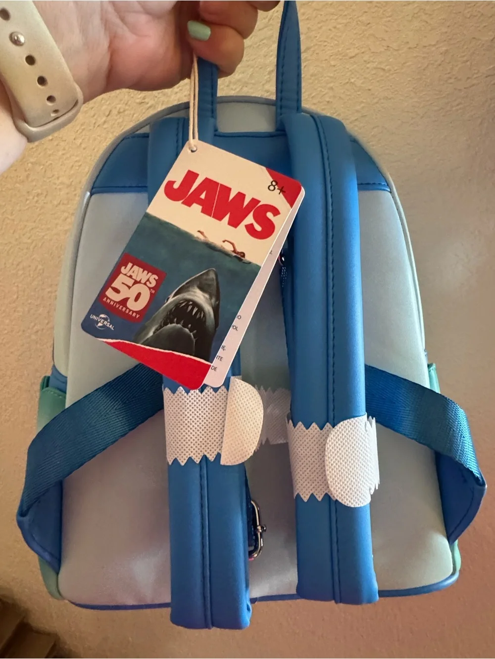Loungefly Light Blue & Teal JAWS Sunset Shark Mini Backpack